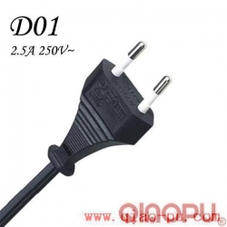 D01-QIAOPU Power cord ,Euro power cord,2 pins plug VDE Approved