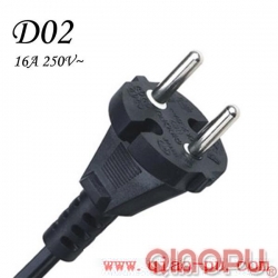 D02-QIAOPU power cord,16 amp plug,VDE power cord,EURO power cord